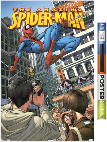 Miniatura 16 de Trends International Marvel Comics Spider-Man - Póster de pared definitivo, 14.725 x 22.375 pulgadas, versión enmarcada de madera de granero