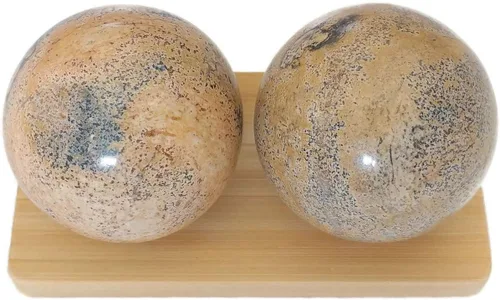 Miniatura 4 de Top Chi Picture Jasper Baoding Balls con soporte para terapia de manos, ejercicio y alivio del estrés (mediano 1.6 pulgadas)
