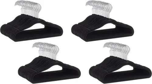 Miniatura 14 de Amazon Basics Perchas de terciopelo antideslizantes para niños que ahorran espacio con muescas para el hombro, construcción resistente para Beige