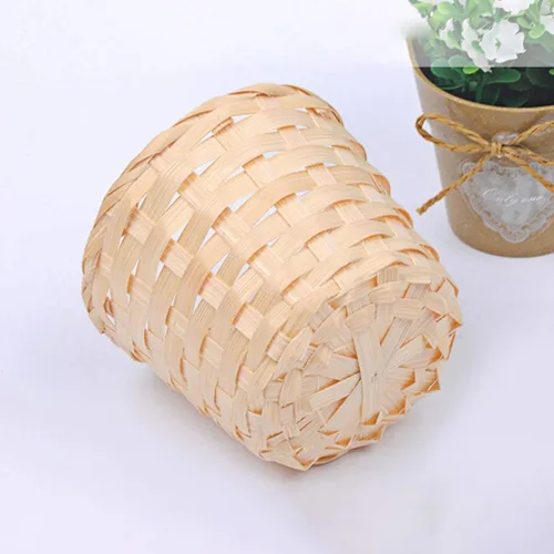 Miniatura 5 de BESPORTBLE Cesta de mimbre decorativa de bambú con tapa grande para habitación, hogar, oficina, entrada