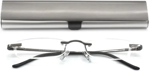 Miniatura 10 de Gafas de lectura sin montura con estuche delgado para hombres y mujeres, negro, dorado y plomizo, azul y rojo Oro
