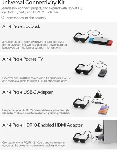 Miniatura 11 de RayNeo Air 4 Pro AR/XR - Pantalla de video HDR10 de 201 pulgadas, chip Vision 4000, audio de Bang & Olufsen, películas 3D y gafas inteligentes