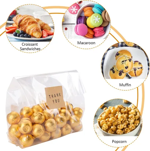 Miniatura 5 de Bolsas de celofán, bolsas de galletas para embalaje, bolsa de regalo transparente con calcomanías para galletas, dulces, chocolates