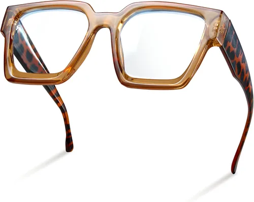 Miniatura 17 de livho Marco de gafas de gran tamaño para mujer y hombre, lentes rectangulares de moda para computadora, marco elegante *Tortuga de coco