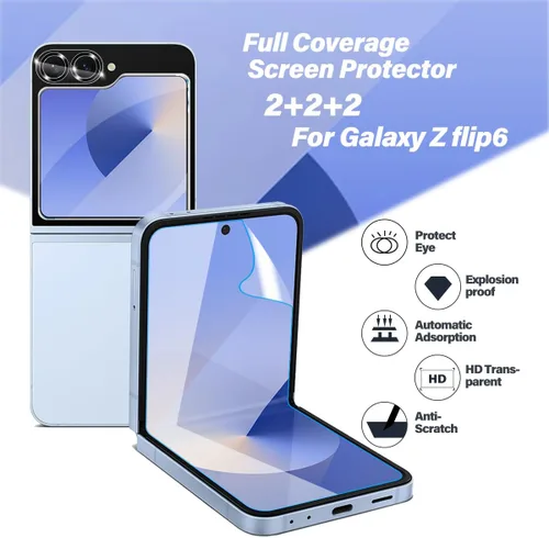 Miniatura 2 de BIGFACE Protector de pantalla 6 en 1 para Samsung Galaxy Z Flip 6, paquete de 2 protectores de pantalla para Galaxy Flip 6 EPU + 2 protectores