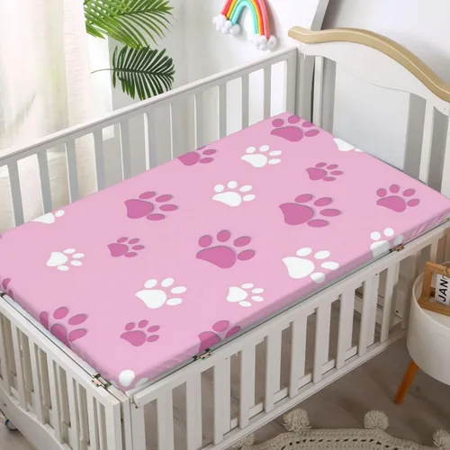 Miniatura 2 de Sábanas bajeras para cuna con temática de Dog Paws, sábanas portátiles para cuna de material ultra suave, ideal para habitación de niños o niñas