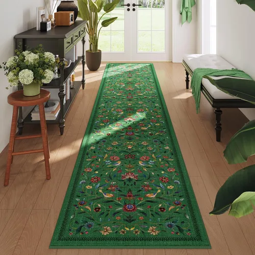 Miniatura 41 de Alfombra de entrada vintage con medallón floral de 2 x 3 pulgadas, lavable a máquina, alfombra de entrada de pelo bajo, suave, pequeña, alfombra