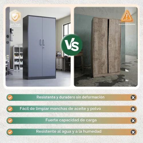 Miniatura 9 de Letaya Armarios de Almacenamiento de Metal con Puerta con Cerradura y 5 Estantes Ajustables, Gabinetes de Organización de Herramientas de Garaje