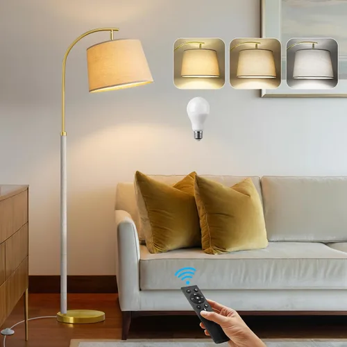 Miniatura 17 de G-SAFAVA Lámparas de pie de madera real para sala de estar, dormitorio, 62.5 pulgadas, lámpara moderna de mediados de siglo, lámparas de arco alto