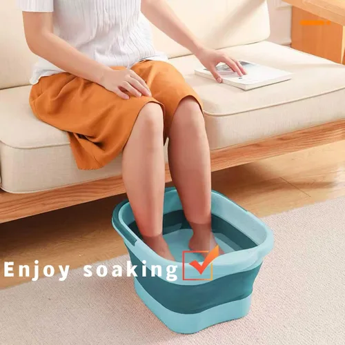 Miniatura 7 de Bañera de pies plegable de 15 L (4 GL) con asa, masajeador de pies para pies secos y agrietados, cubo de pies de plástico