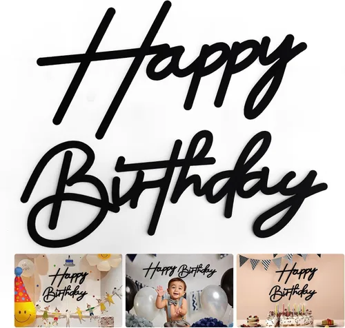Letrero negro de feliz cumpleaños para telón de fondo, letras de feliz cumpleaños de fieltro para arco de globos, decoraciones de telón de fondo