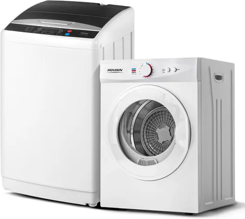 Miniatura 12 de ROVSUN Juego de lavadora completamente automática de 25 libras y secadora de ropa portátil de 2.6 pies cúbicos, juego combinado de lavadora