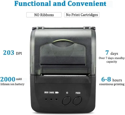 Miniatura 6 de NETUM Impresora Bluetooth de Recibos, Impresora Térmica Mini POS de 58mm Impresora Personal Portátil de Facturas de 2 Pulgadas para Ventas