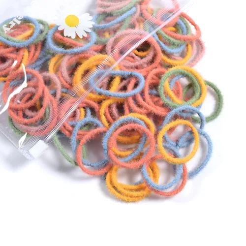 Miniatura 8 de Youxuan Bandas elásticas pequeñas para el cabello para niñas, bandas de goma suaves y cómodas, 100 ligas para el cabello, multicolor Primavera