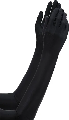 Miniatura 2 de Jetec 3 pares de guantes de ópera de los años 20 clásicos largos de satén longitud del codo guantes de 22 pulgadas tamaño adulto para mujeres y niñas