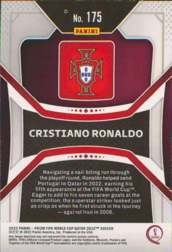 Miniatura 2 de Panini Prizm Copa Mundial de la FIFA Qatar #175 Cristiano Ronaldo Portugal - Tarjeta de fútbol 2022