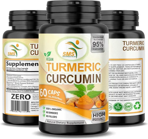 Miniatura 11 de Curcumina de cúrcuma de 1000 mg, sin rellenos, 95% curcuminoides con extracto de pimienta negra BioPerine, apoyo inmunológico natural, fabricado