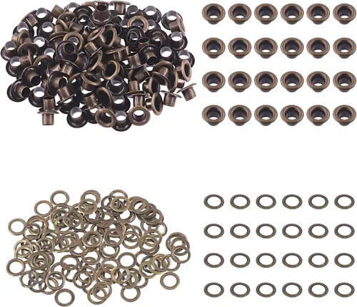 Miniatura 37 de Swpeet 204 piezas – 100 juegos de ojales de agujero de 1/2 pulgada (0.472 in) gruesos de 4 colores ojales de metal ojales y 3 piezas de herramienta