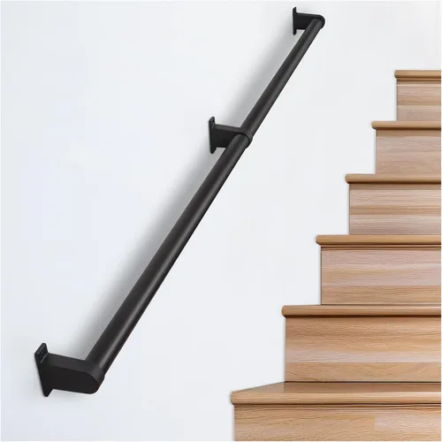 Miniatura 11 de Barandillas de mano de 3 pies para escalones al aire libre, barandillas industriales de metal para escaleras interiores, barandilla de montaje