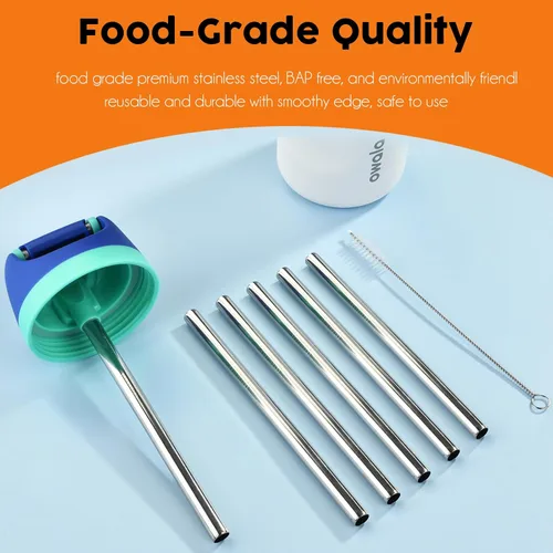 Miniatura 4 de ALINK Pajitas de acero inoxidable para botella de agua aislada Owala FreeSip de 16 onzas, paquete de 6 popotes de repuesto de metal reutilizables