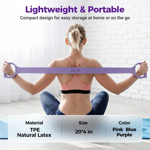 Miniatura 6 de Figura 8 Banda de resistencia de fitness, Figura 8 bandas de ejercicio para mujeres y hombres, 8 bandas de goma de resistencia en forma de brazos