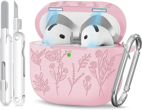 Miniatura 15 de Funda para Airpods Pro 3 con tapa magnética, fundas grabadas con flores para Apple AirPods Pro de 3ª generación 2025, funda de silicona suave