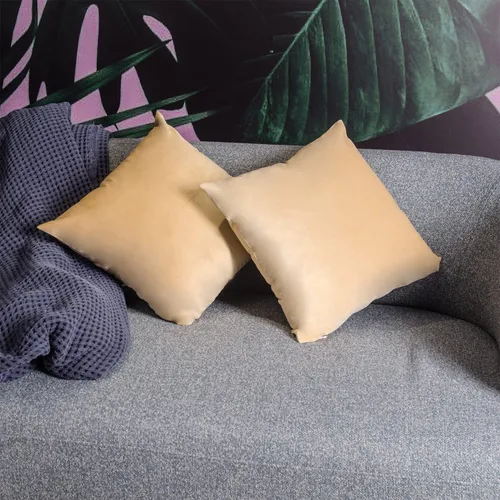 Miniatura 5 de Juego de 2 fundas de almohada decorativas de terciopelo caqui de 18 x 18 pulgadas para sofá, silla, cama, funda de almohada cuadrada de gamuza suave