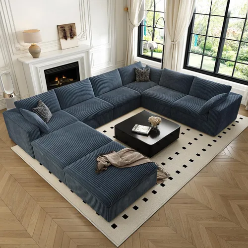 Miniatura 25 de LoveSeat Cloud Couch Sofá Seccional Modular para Sala de Estar, Sofá Moderno con Asiento Profundo, Sofá de 2 Plazas Sin Huesos con Otomana, Cómodos