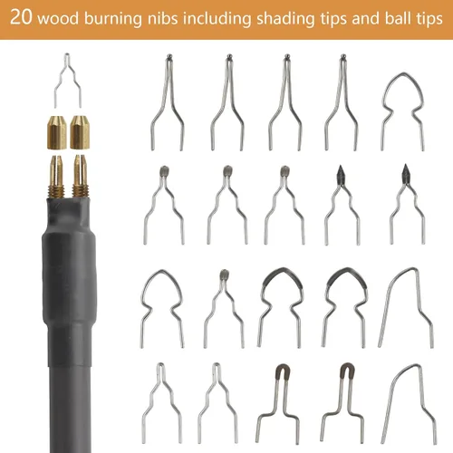 Miniatura 4 de Kit profesional para quemar madera, 60 W, kit de pirografía con doble quemador de madera, 20 puntas de alambre para quemar madera, incluyendo puntas