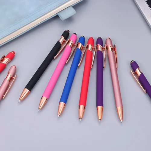 Miniatura 6 de 12 unidades 2 en 1 bolígrafo/lápiz capacitivo con punta de lápiz capacitivo, bolígrafo de metal de tinta negra de 1,0 mm para pantallas táctiles Oro