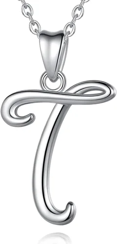 Miniatura 99 de EUDORA Collares de plata esterlina con inicial para mujer, regalos clásicos de 26 letras sin cuello para niñas, hermana, madre hija, cadena de 18