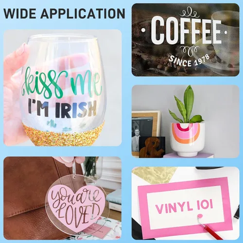 Miniatura 6 de IModeur Vinilo permanente blanco mate para máquinas de corte, rollo de vinilo adhesivo permanente metálico de 12 pulgadas x 12 pies para decoración