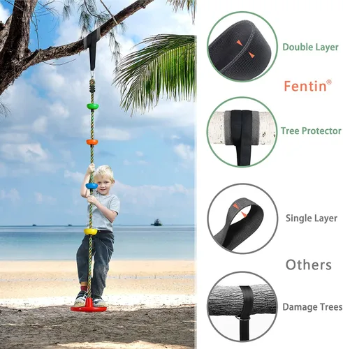 Miniatura 6 de Columpio de árbol para niños, patio trasero, cuerda de un solo disco, asiento de columpio para árbol interior y exterior, juego de accesorios