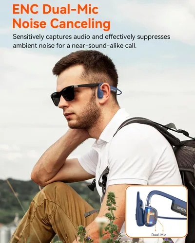 Miniatura 8 de SANOTO Auriculares de conducción ósea Bluetooth 5.3, auriculares de oreja abierta con reducción de ruido de doble micrófono, batería de 8 horas