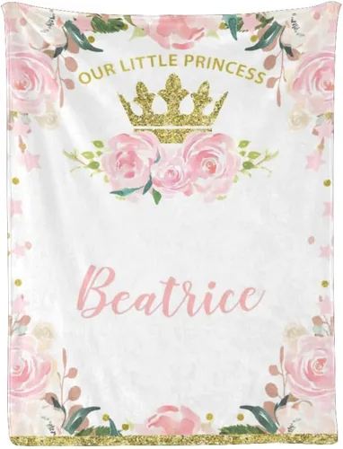 Miniatura 11 de Mantas de bebé personalizadas con nombre, mantas de bebé personalizadas para niñas, regalos de bebé, manta personalizada con corona de princesa