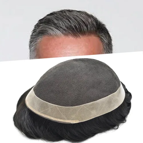 Miniatura 16 de Toupee For Men Real Human Hair Soft Swiss Lace Mens Toupee Hair Replacement System For Men Hairpieces Protesis Capilar Para Hombre 6x8 Medium light