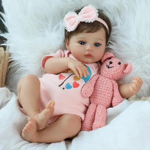 Miniatura 8 de SCOM Muñecas realistas de bebé Reborn – Meadow - Muñecas realistas de 18 pulgadas para niña recién nacida, cuerpo de tela, extremidades de vinilo