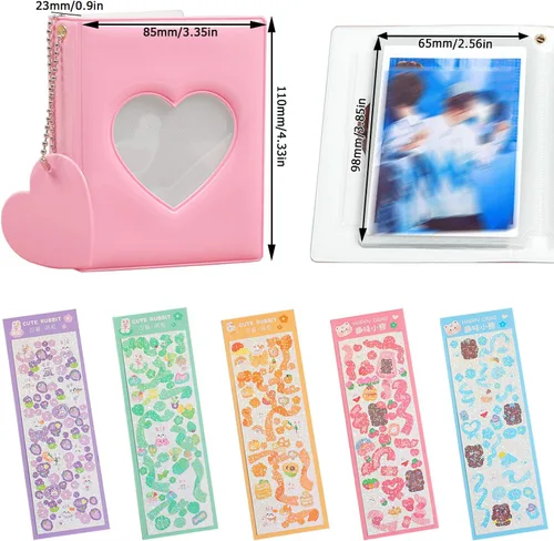 Miniatura 2 de 2 carpetas pequeñas para tarjetas fotográficas de 3 pulgadas, álbum de fotos Kpop pequeño, soporte para tarjeta de identificación con 5 hojas