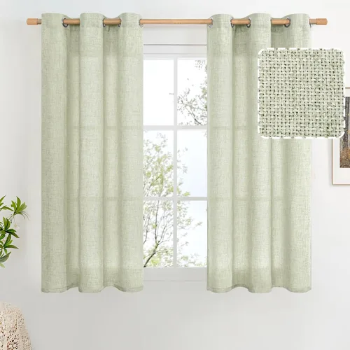 Miniatura 115 de BGment Cortinas de Lino Beige de 63 Pulgadas de Largo 2 Paneles - Tratamientos para Ventanas con Textura de Arpillera Filtrantes de Luz Cortinas