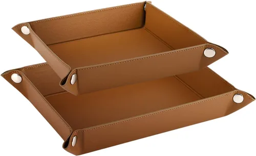 Luxspire Bandeja Valet, bandeja de piel sintética, 2 unidades Bandeja para llaves de joyería para hombres y mujeres, placa de almacenamiento de