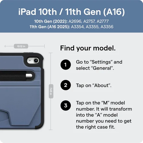 Miniatura 2 de ZUGU CASE para iPad A16 11ª generación de 11 pulgadas (2025), 10ª generación de 10.9 pulgadas (2022) Soporte magnético y cubierta para Negro