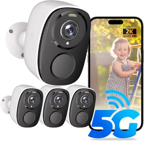 Miniatura 9 de Paquete de 2 cámaras de seguridad inalámbricas 5G y 2.4G para exteriores, cámara 2K para seguridad del hogar con detección de movimiento, foco