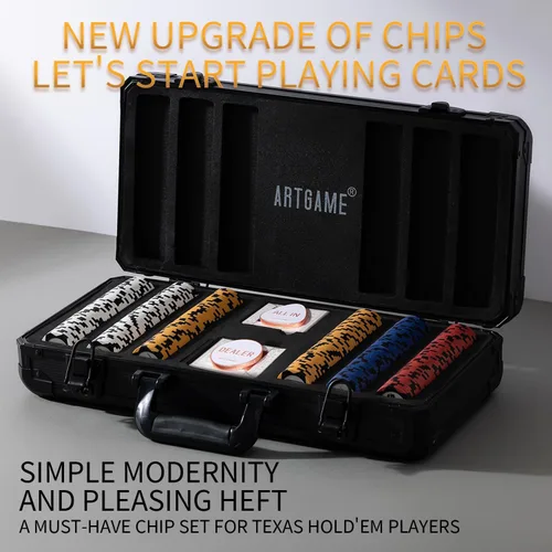 Miniatura 2 de ARTGAME Juego de fichas de póquer de 14 gramos de arcilla para Texas Hold’em, 500 piezas de estilo casino, con estuche de aluminio tipo K y botones
