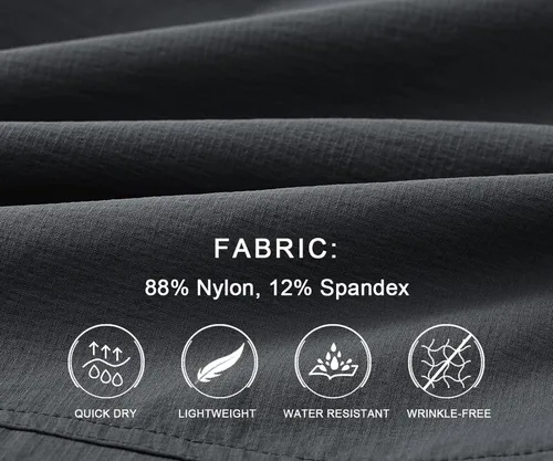Miniatura 7 de BASUDAM Pantalones de senderismo Ripstop para hombre ligeros de secado rápido elásticos resistentes al agua bolsillos cargo con cinturón