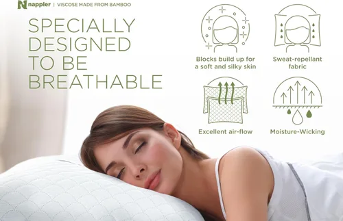 Miniatura 6 de Nappler Almohada Refrescante para Personas que Duermen con Calor – Juego de 2 Almohadas de Cama Tamaño King Premium – Espuma Viscoelástica Triturada