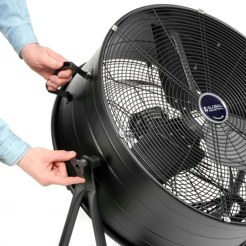 Miniatura 5 de Global Industrial Ventilador de tambor inclinable portátil de 24" de diámetro, 7700 CFM, 1/3 HP, 1 fase, 2 velocidades, 120 voltaje, 1100 RPM