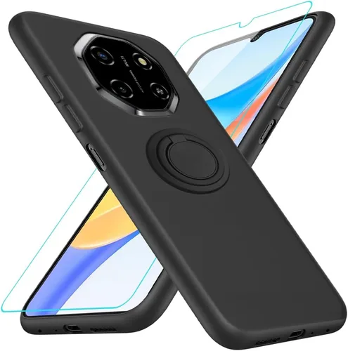 Funda compatible con Blackview Shark 6/Oscal Tiger 8 con protector de pantalla, soporte de anillo giratorio de 360°, TPU a prueba de golpes, funda