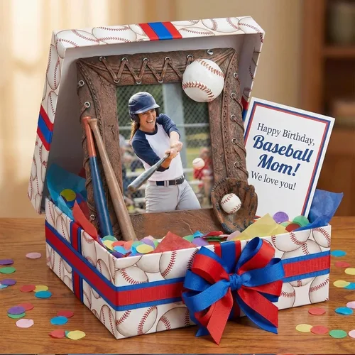 Miniatura 4 de Marco de fotos hecho a mano, marco deportivo de béisbol 3D, regalos de cumpleaños para hombres, mujeres, atletas, entrenadores, equipos (marrón)