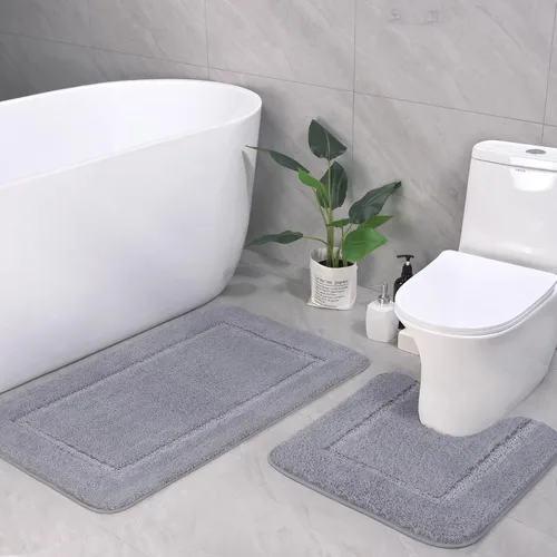 Miniatura 17 de LOCHAS Juego de Alfombras de Baño Beige, Juego de Alfombras de Baño Suaves de 2 Piezas, Tapete de Inodoro en Forma de U de 20x20 y Alfombras de Baño