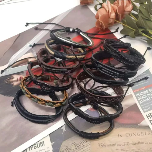 Miniatura 7 de MOZAKA 27 pulseras de cuero trenzado para hombres y mujeres, pulseras étnicas tribales, pulseras de cuero, pulseras tejidas para la amistad